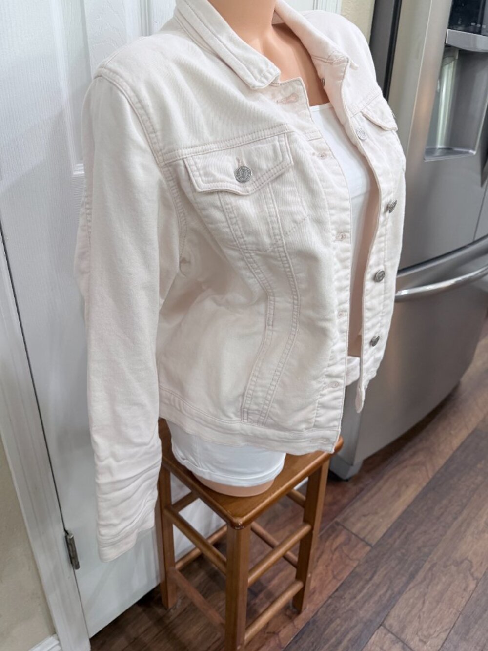 Buffalo David Bitton Blush Pink Stretch Denim Trucker Jacket M - Picture 2 of 16